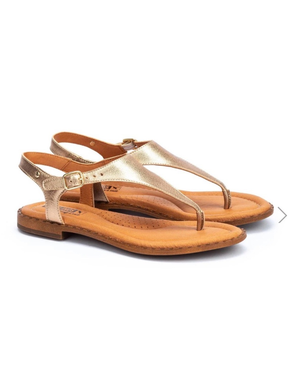 Pikolinos Algar Metallic Gold Leather T-Strap Sandals- LIKE NEW